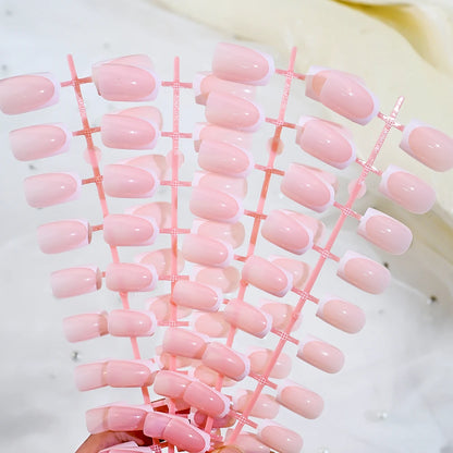 120Pcs French Nude Pink Almond Press-On Nails Full Cover Wearable Short Almond French Acrylic Nail Tips DIY Nail Extension Tips