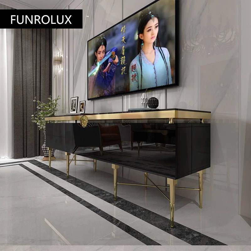 TV Table Small Sitting Room Ground Ark Of Stainless Steel Wooden Furniture Of The Lacquer That Bake