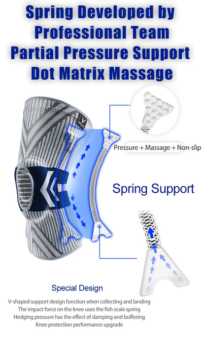 2025 Latest Knee Support for Men Pressurized Elastic Knee Brace with Silicone Spring Basketball  Volleyball Knee Pads