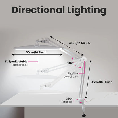 LED Task Lamp,24W Super Bright Desk Lamp,117 Pcs SMD LED,4 Level Brightness,Dimmable,Task LED Light for Home,Office,Workbench