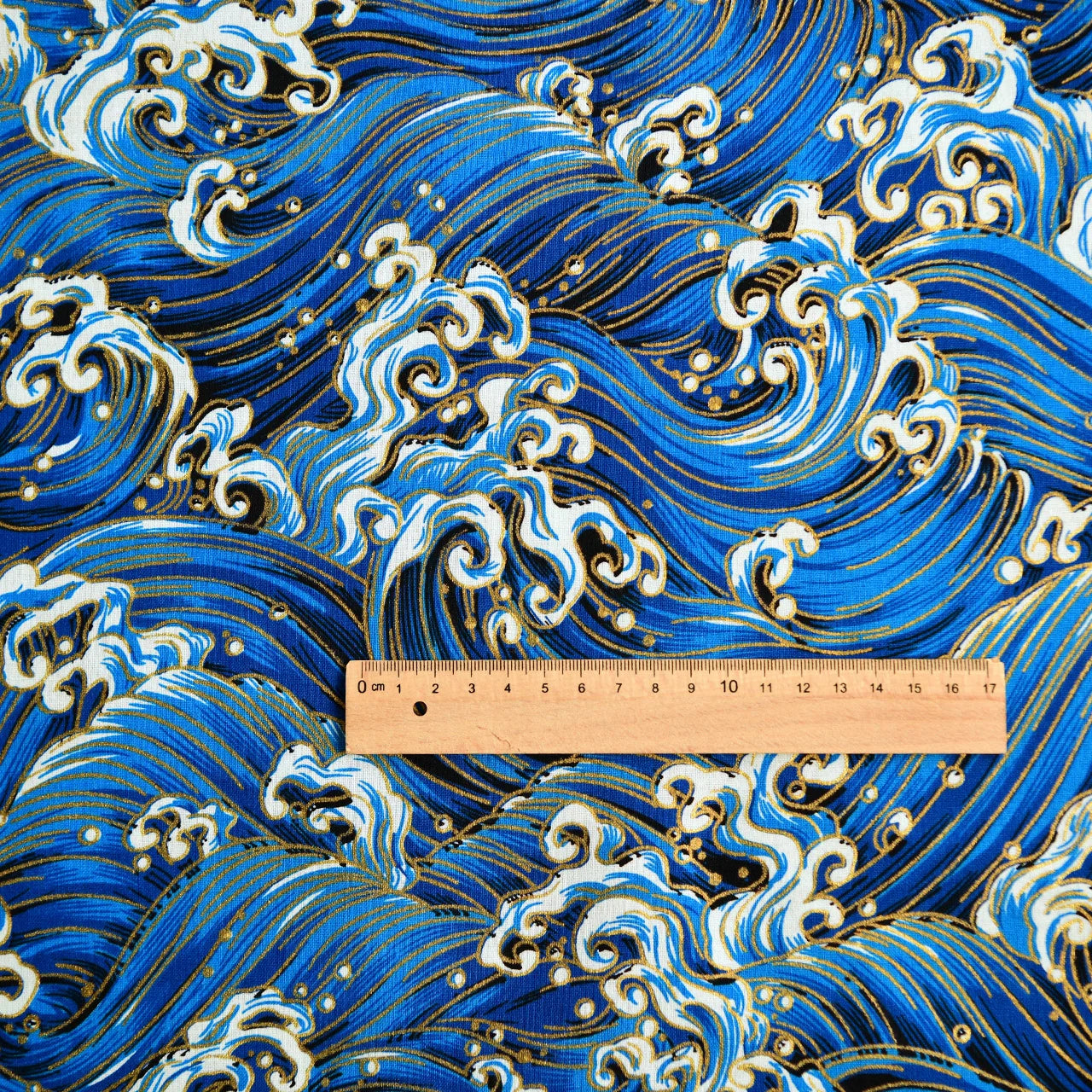 Cotton Bronzing Printing Fabric Handmade DIY Clothing Luggage Sachet Cotton Cloth Cotton Fabric Qinghai Smoke Wave, 145x50cm