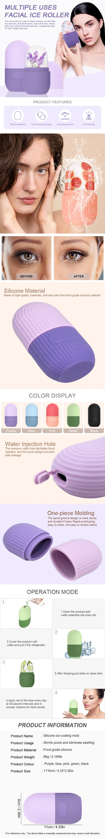 Ice Facial Roller Skin Care Beauty Lifting Contouring Tools Ice Cube Trays Ice Globe Balls Face Massager Skin Care Tool