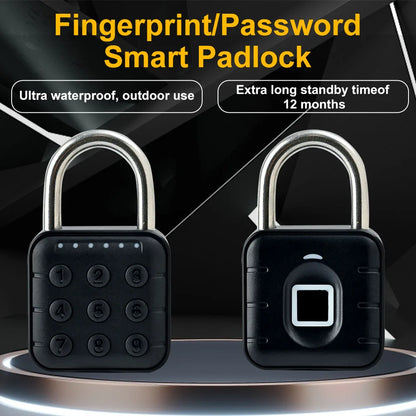 Smart Biometric Fingerprint Pad Lock Keyless Anti Theft Padlock IP67 Waterproof Home Travel Security Electronic Password Lock
