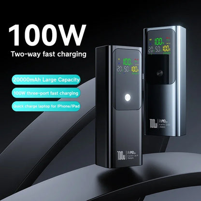 20000mAh High Quality Power Bank 100W Portable Fast Charging Powerbank External Spare Battery For IPhone Xiaomi Laptop 보조배터리