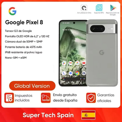 2023 Original Google Pixel 8 8GB RAM 128GB ROM 5G Google Tensor G3 IP68 water resistant 4575mAh Battery NFC Support Google Play