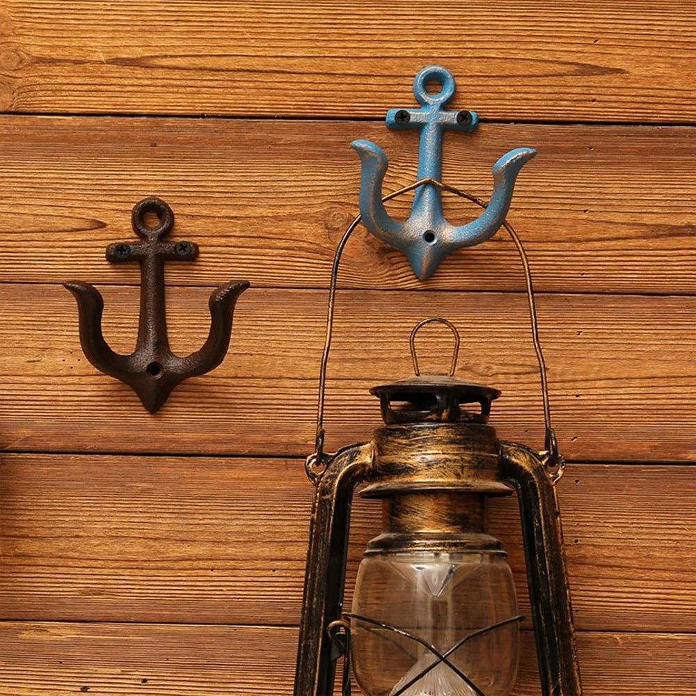 Cast Iron Nautical Anchor Wall Hooks Coastal Theme Decorative Hooks Towel Hanger Jacket Holder Unique Key Hooks Backpack Racks