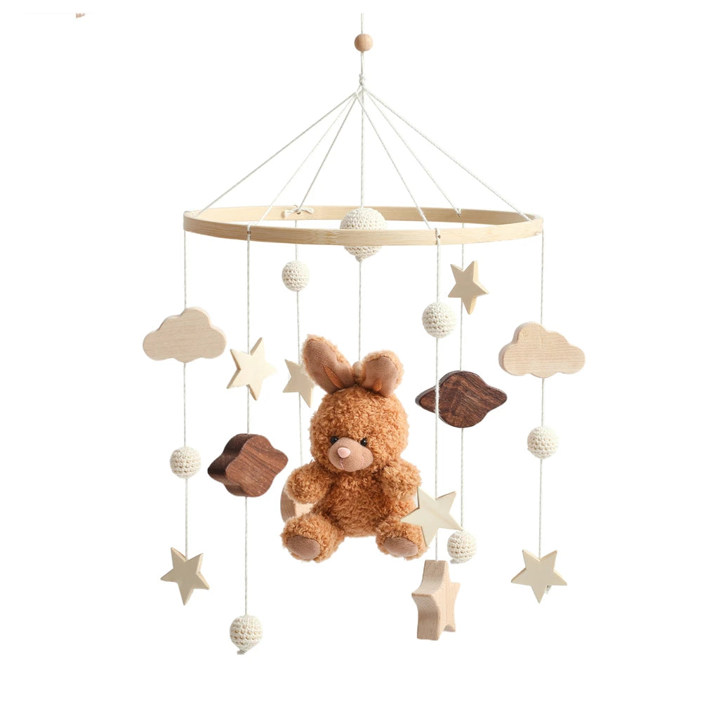 Baby Mobile Crib Bed Bell Musical Rattles Toys Soft Felt Cartoon Animal for Infants Nursery Mobiles Forest Animals Crib Toys