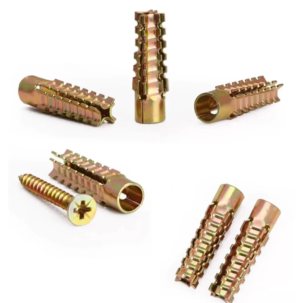 Heavy Duty Steel Wall Anchor with Screws Kit Metal Tube Expansion Self Tapping Screw Drywall Drilling Plug Fastener Bolt Anchors