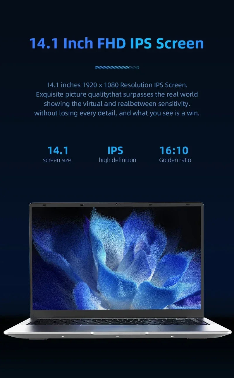 14.1 inch Laptop Computer Portable Windows 11 Intel Core i7-7500U Notebook 12GB RAM 1TB 2TB SSD Office Study Laptops