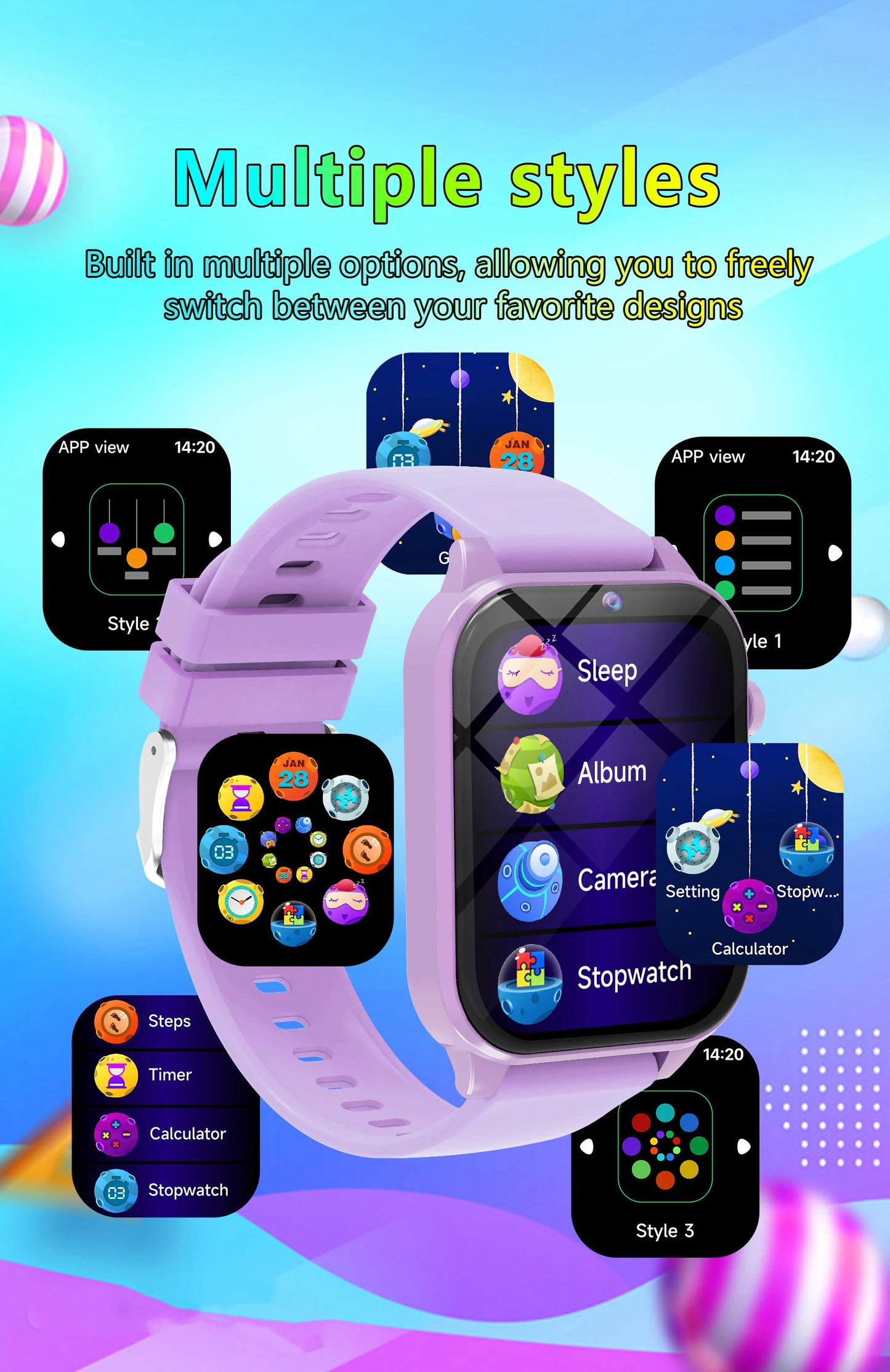 2025 New Smart Watch For Children HD Touch Screen Camera 18 Games Sleep Monitoring Alarm Clock Calculator Birthday Gift Boy Girl