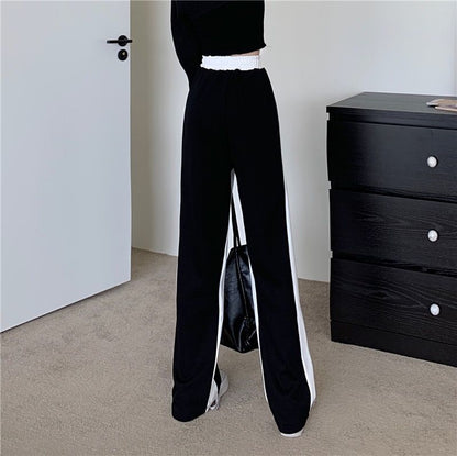 Wide Leg Palazzo Trousers for Women Black White Patchwork Baggy Summer Women's Straight Pants 2024 Korean Style Fashion Loose
