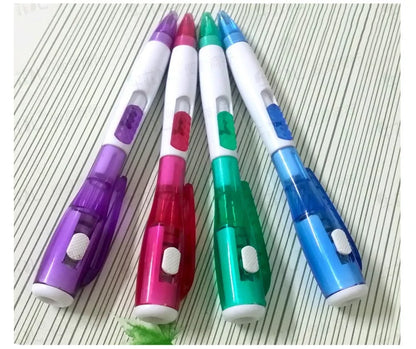 4pcs Funny Stationary Toy for Children Ballpoint Ball Point Pen Led Flashlight Torch