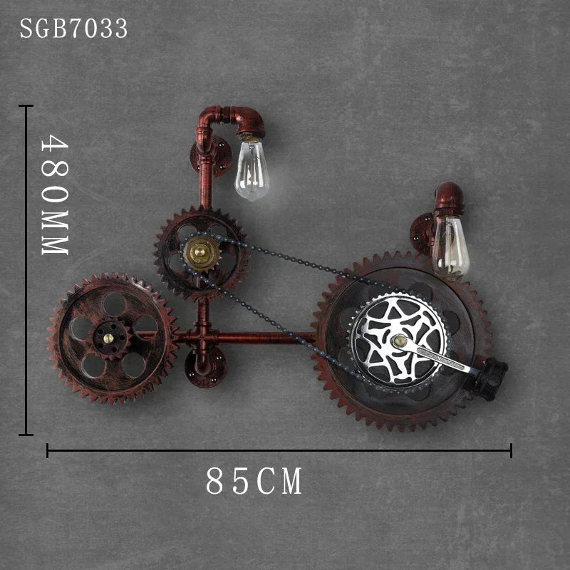 Industrial Style Wall Lamp Living Room Personalized Creative Gear Water Pipe Bedroom Decorative Wall Hangings Wall Retro Lamps