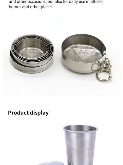 Outdoor Portable Outdoor Camping Portable Metal Stainless Steel Telescopic Cups Folding Cups Drinks Cups.