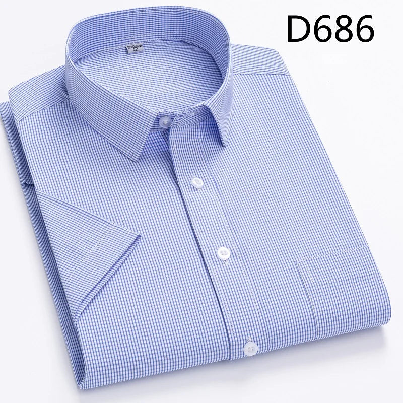 Men's short-sleeved shirt casual non-ironing anti-wrinkle spring summer shirt top high-quality slim-fit formal wear to work