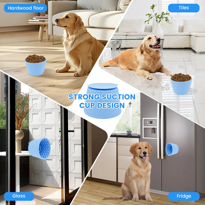 2Pcs Dog Lick Silicone Mat Pet Slow Bowls Distraction Food Training Dog Cat Feeder Anti Choking With Suction Cup Bottom