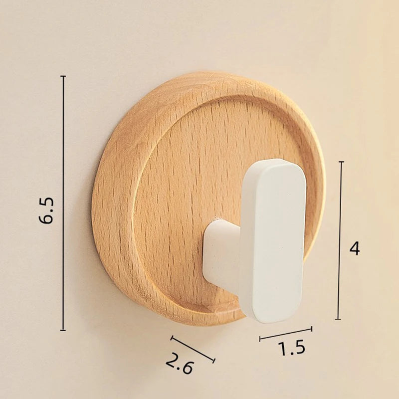 Self Adhesive Wall Hooks Walnut Hanging Hooks For Kitchen Bathroom Solid Hook Coat Storage Hook Home Towel Key Bag Decor Holder