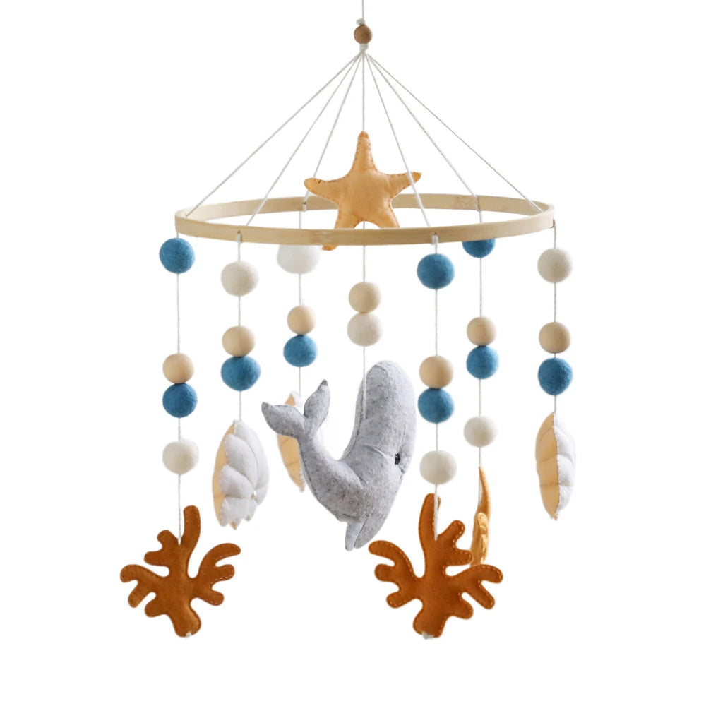 Baby Crib Mobiles Rattle Toy 0-12Months Soft Felt Whale Ball Bed Bell Newborn Music Box Bed Bell Crib Hanging Toys Infant Toys
