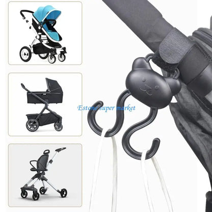 090B Adjustable Strollers Accessory Hanger Clip Double Hook Designing Easy Installation No Tool Required for Busy Parents