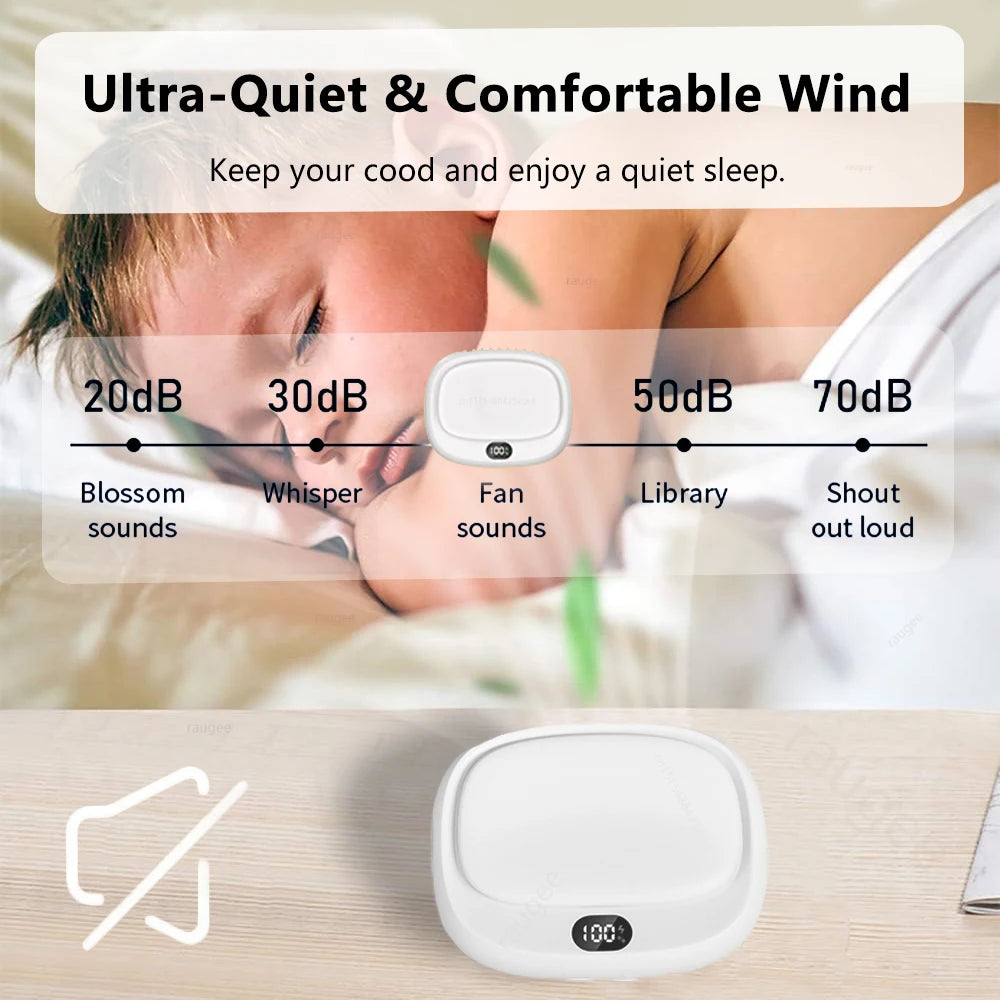 Portable Neck Fan Mini Waist Fan USB Rechargeable Bladeless Portable Hanging Neck Fan Wireless Waist Clip Fan for Outdoor Travel