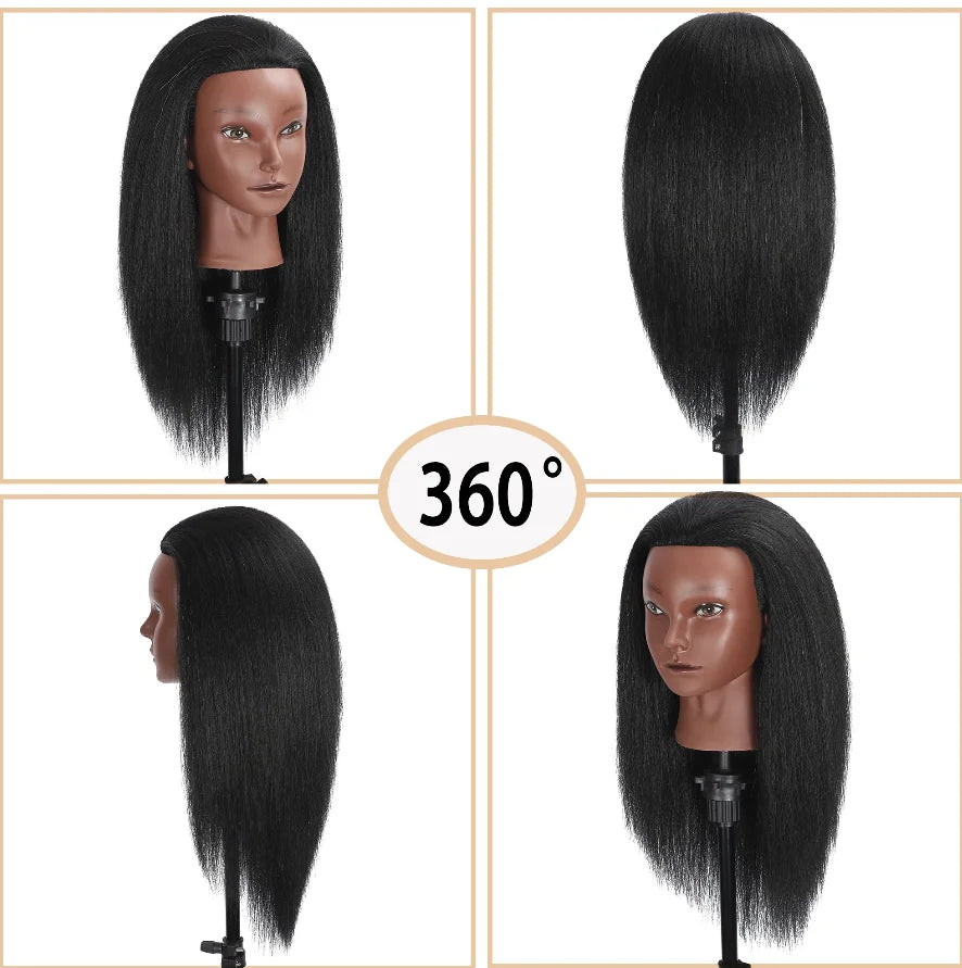 18 Inch Headdoll Mannequin Head 100% Real Human Hair for Cosmetology Manikin Doll Head Hairdresser Hairstylist Training Practice