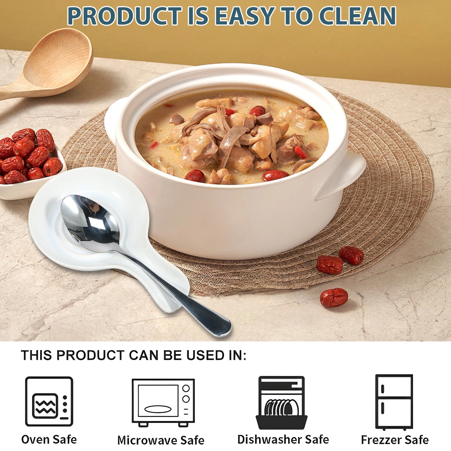 Spoon Rest Large Ceramic Spoon Holder Heat-Resistant Cooking Spoon Rest Coffee Spoon Holder Dishwasher Safe Ceramic Spoon Rest