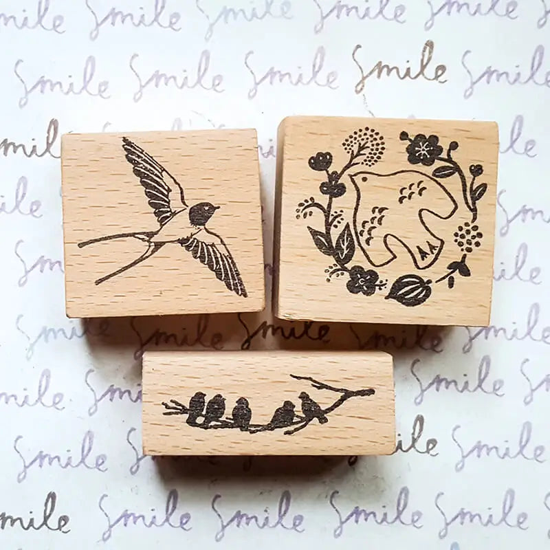 Stamp Scrapbooking Supplies Flower Petal Birds Stationary Kawaii Wooden Stamps