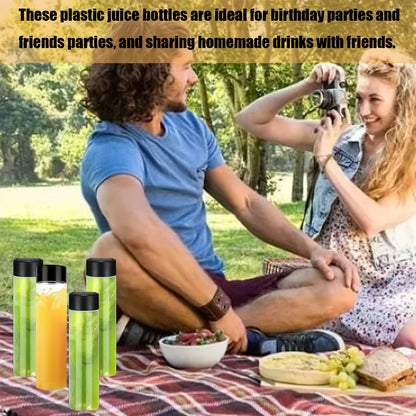 12pcs Portable Plastic Fruit Juice Bottle , Clear Bulk  Container For Indoor/Outdoor, Camping Drink  For Fridge Bar Supplies