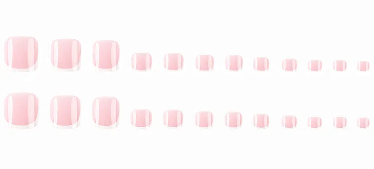 24 Pcs French Design Fake Toe Nail Press on Toe Nail Summer False Nails Acrylic Reusable Toe Nail Decorated Nails With Tool Kit