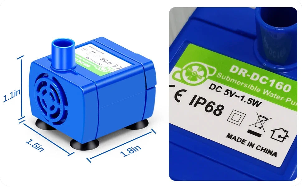 Water Pump LED Light Pet Cat Water Fountain Motor Replacement for Cat Flowers Drinking Bowl Dispenser Pet Accessories