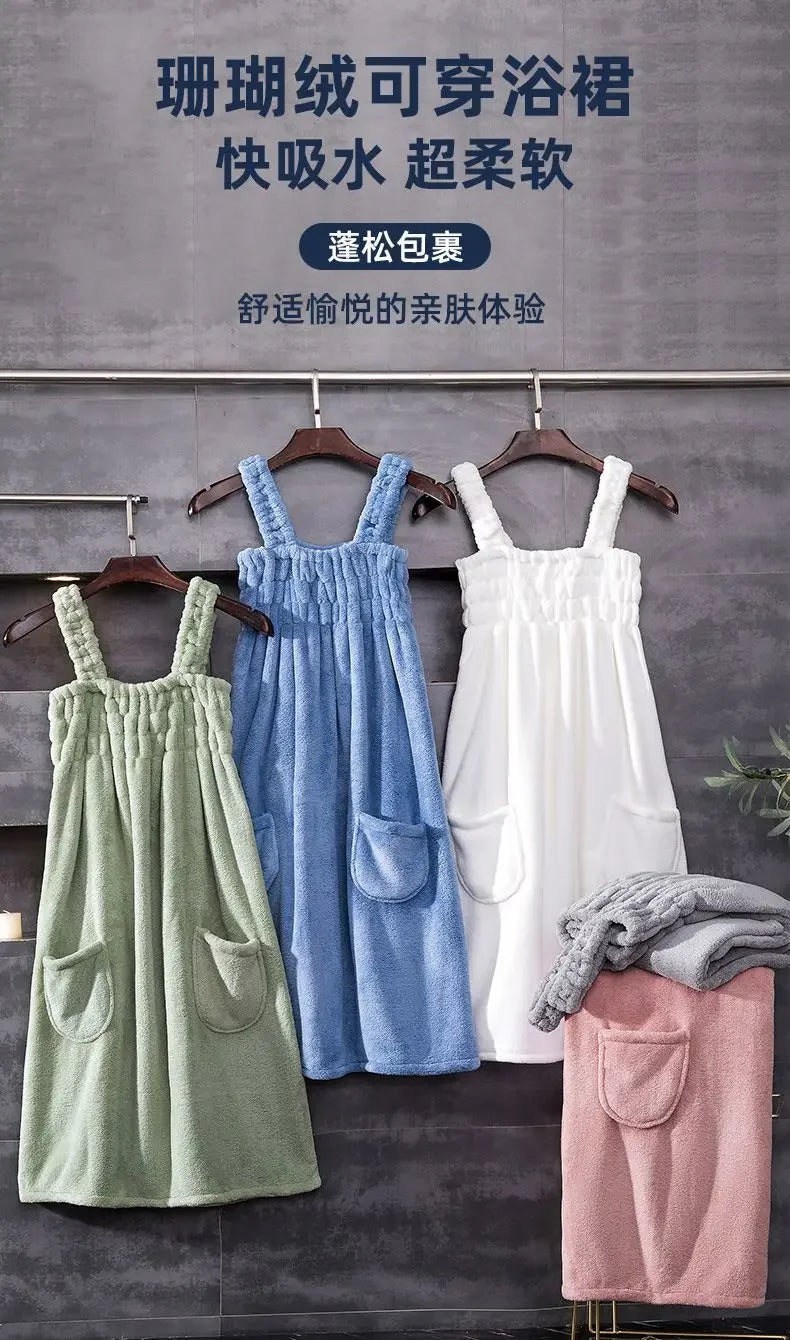 82x140cm Large Bath towels For Body coral velvet Bath Skirt  Fashion Lady Wearable Fast Drying Beach Spa Bathrobes Bath Towels