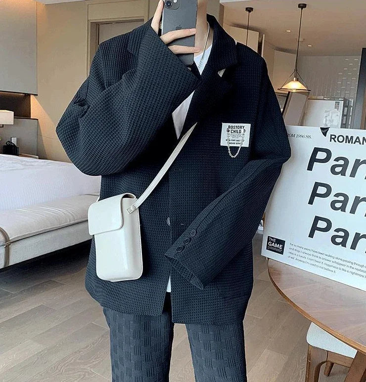 Oversize Short Plus Big Size Man Suits and Blazers Coats Jacket for Men Black Cropped Fashion 2024 Classic High Quality Summer