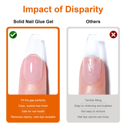 30g Solid Nail Glue Gel for False Nail Tips, Huge Capacity Press on Nail Glue Strong Adhesive Solid Rhinestone Glue Gel UV Glue