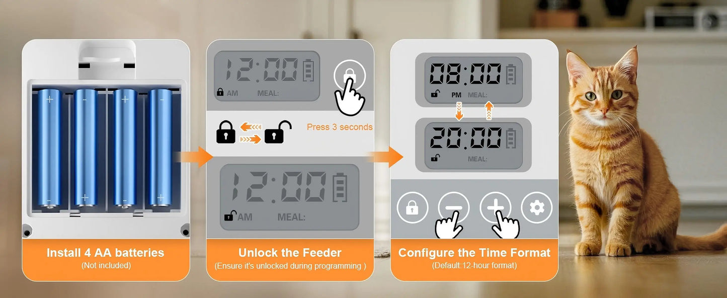 Automatic Pet Feeder Smart Cat Food Dispenser for Wet Food and Dry Food, Cat Automatic Feeder ，Ice box sold separately