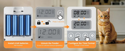 Automatic Pet Feeder Smart Cat Food Dispenser for Wet Food and Dry Food, Cat Automatic Feeder ，Ice box sold separately