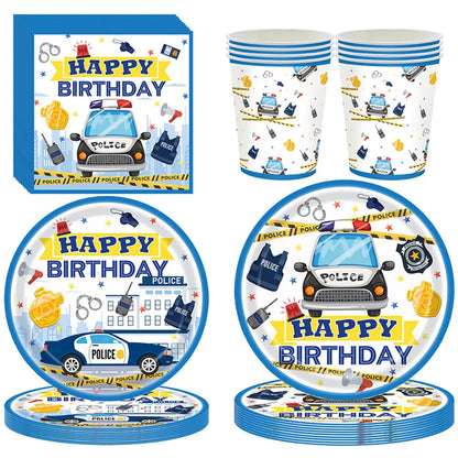 Police Party Birthday Decorations Tableware Police Party Plates Napkins Party Supplies Police Officer Theme Birthday Party Decor