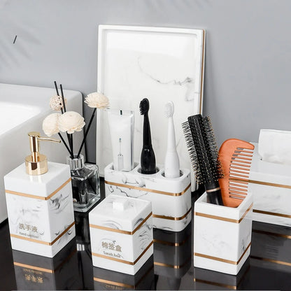 1pcs Resin Light Luxury Bathroom Wash Tray Hotel Bathroom Bathroom Wash Table Toothbrush Shelf Decoration  Toilet Accessories