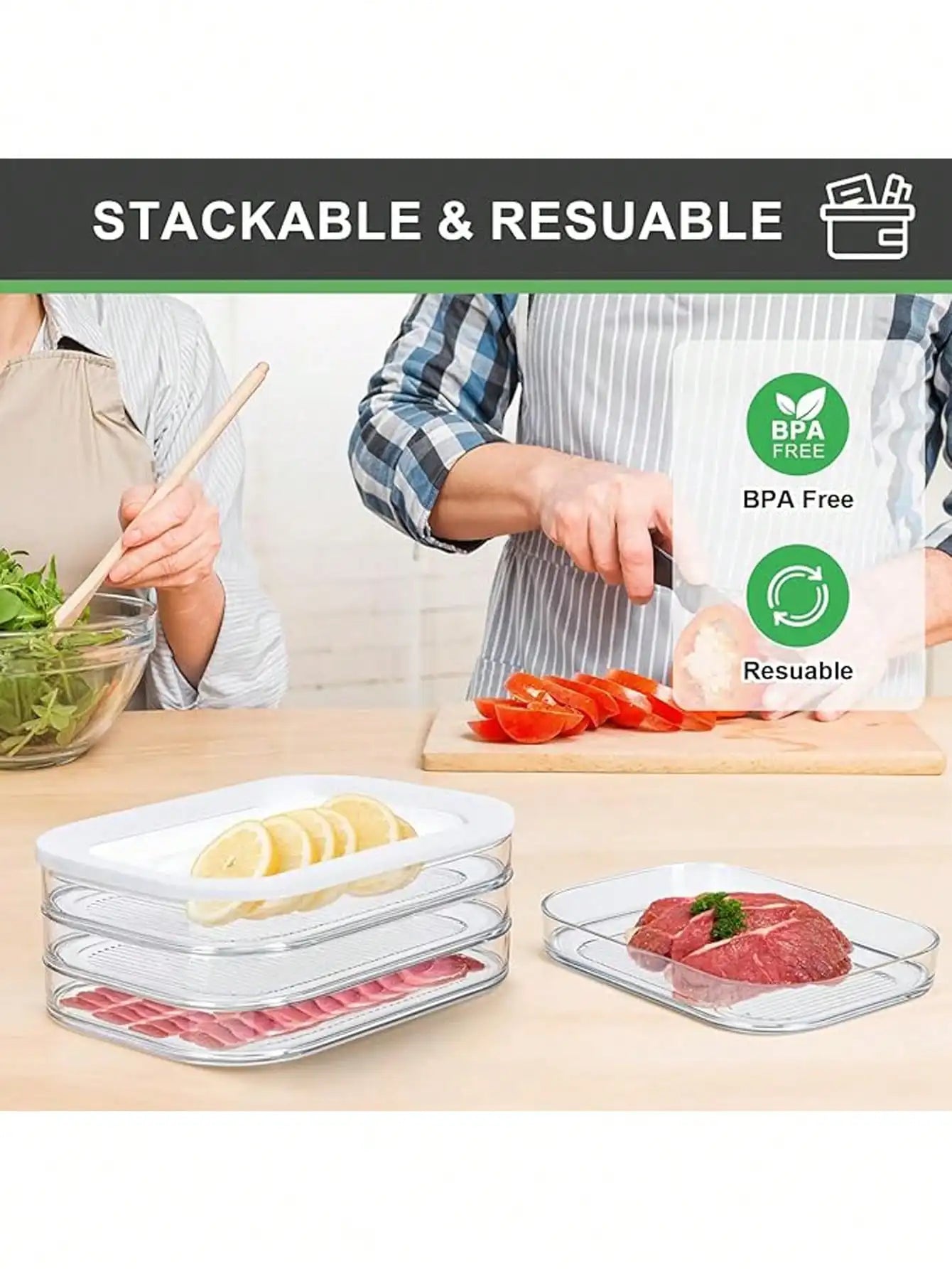 3-Tier Stackable Lunch Organizer – Fridge Container for Bacon, Cheese & Deli Meats w/Lid – Space-Saving Kitchen Storage