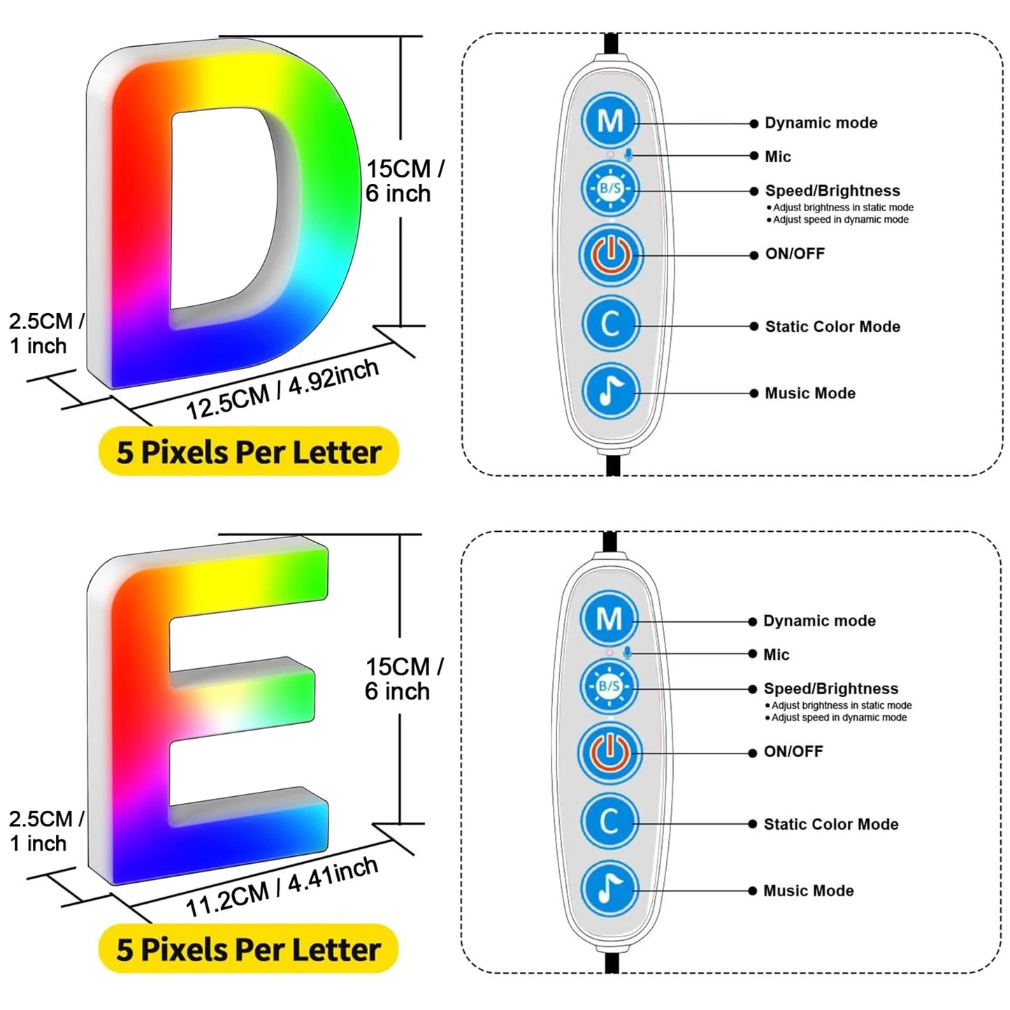 Smart LED Letters Lights Alphabet Light Decorative Name Letter Number Lamp Night Light USB MeRGBW App Music Sync Logo Game Home