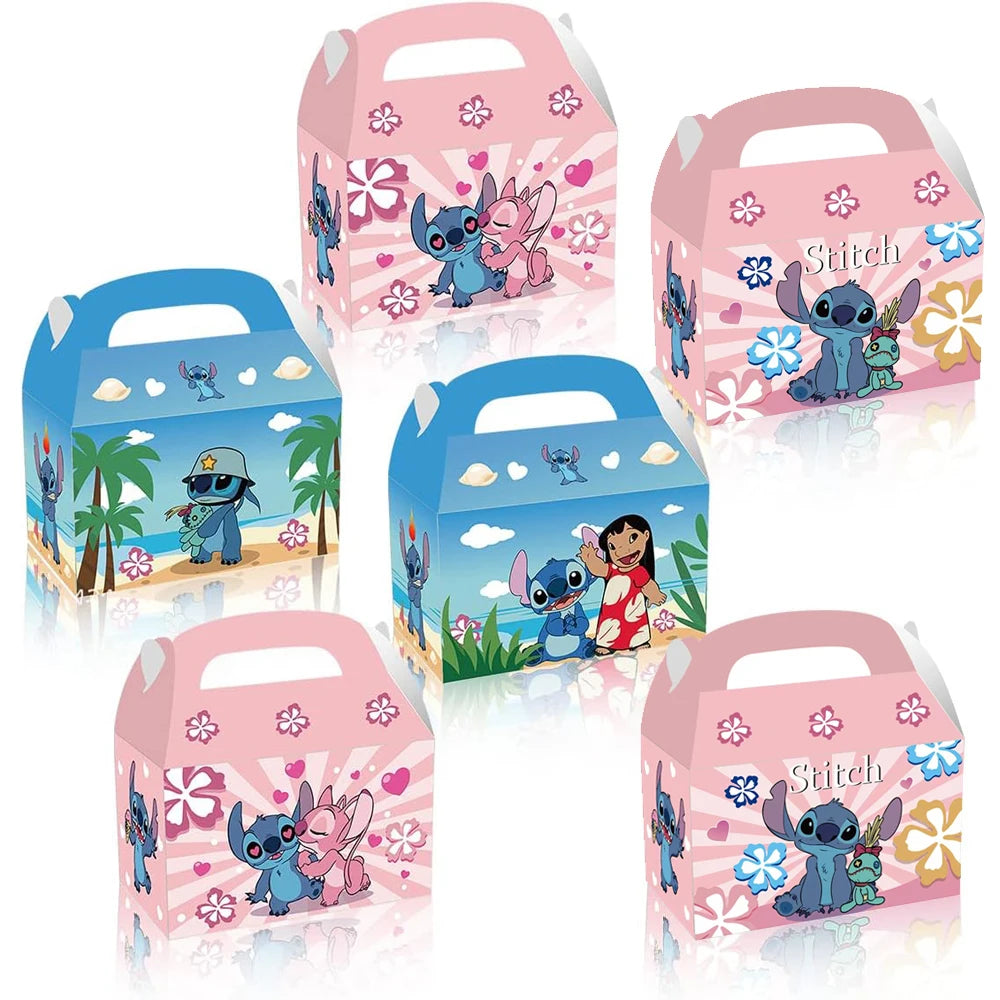 24pcs, 12Pcs, Stitch Birthday Party Supplies Kids Party Treat Boxes Candy Gift Bags Party Favors for Stitch Theme Party Decorati