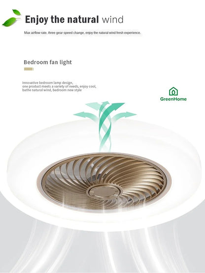 Smart ceiling fan 46 52cm fans with lights remote control bedroom decor ventilator lamp air Invisible Blades Retractable Silent