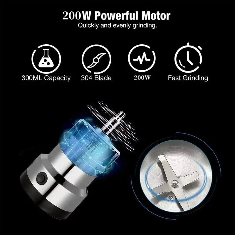 4 Blade Grain Grinder Coffee Kitchen Multifunctional Chopping Home Electric Coffee Grinder Nut Bean Flavor Blender Gifts US EU