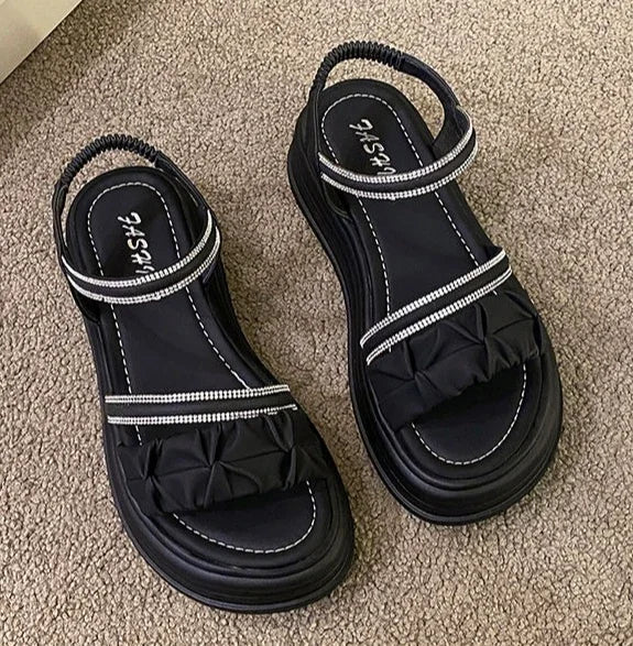 Outdoor Platform Sandals for Women New Breathable Fashion Woman Shoes Summer 2025 Comfortable Trending Pvc Designer Luxury Shoe