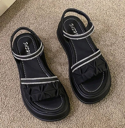 Outdoor Platform Sandals for Women New Breathable Fashion Woman Shoes Summer 2025 Comfortable Trending Pvc Designer Luxury Shoe