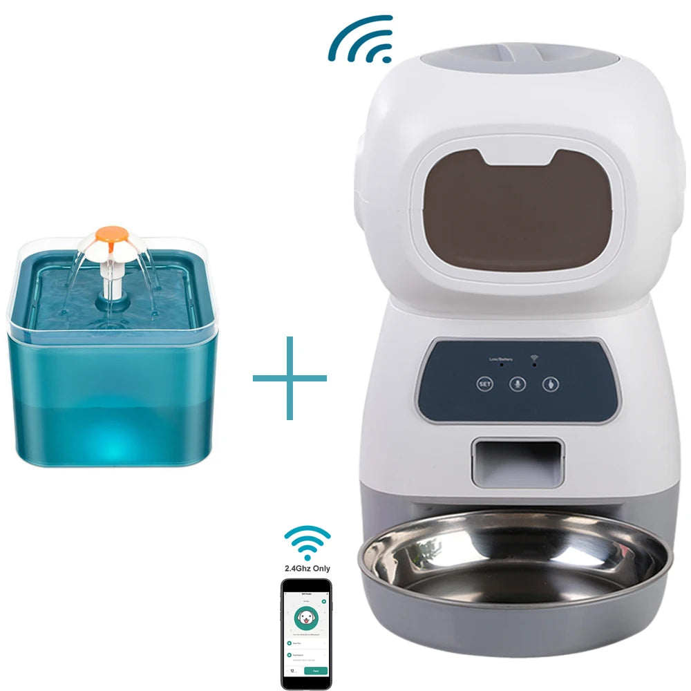 Automatic Cat Feeder 3.5L Dog Dry Food Dispenser Bowl 2L Pet Dogs Water Fountain Drinking Feeding For Pet Smart Tuya WIFI Feeder