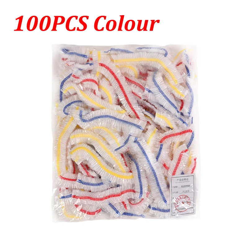 Disposable Food Cover Elastic Plastic Wrap Food Grade Food Lids Shoe Cover Shower Headgear Bowls Caps Food Fresh Saver Bag Dust