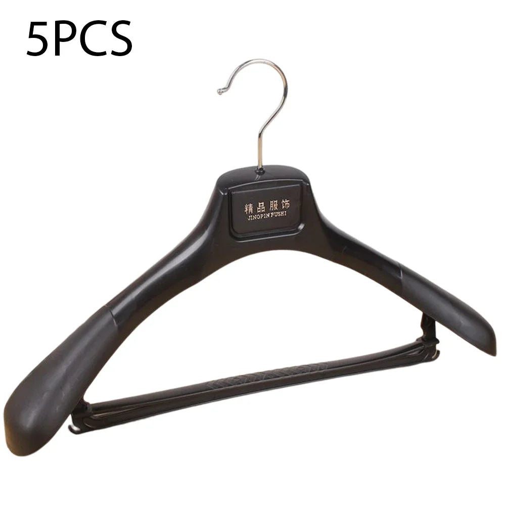 5Pcs Wide Shoulder Plastic Clothing Hanger,Suit Clothes Hanger Seamless Coat Drying Racks ,Wardrobe Room Storage Organizer