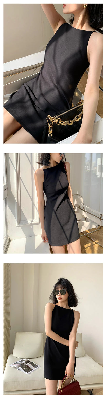 Jielur Summer Women New Spaghetti Strap Elegant Party Mini Dress Female Fashion Sexy Ladies Sleeveless Clothes