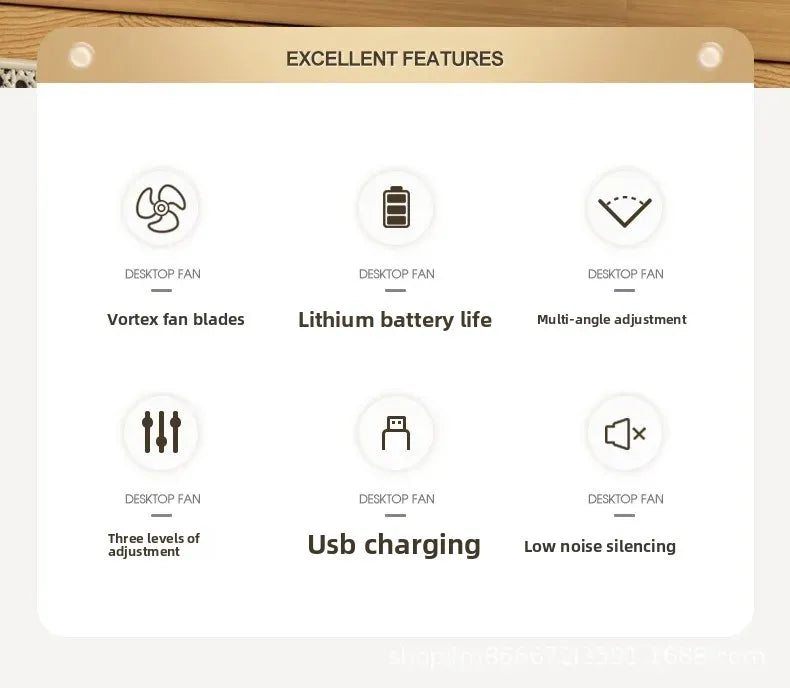 Desktop Rechargeable Fan Small Portable Air Conditioning Appliances Auto Rotation Ventilador 3-speed Wind Silent for Home Office