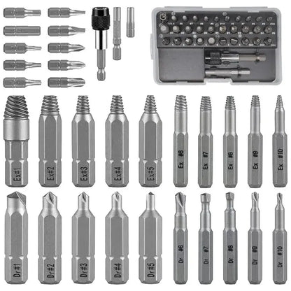 33 PCS Damaged Screw Extractor Kit with Sleeve Extension Drill Bit for Universal Guillotine Bolt Removal Screw Removal Tool